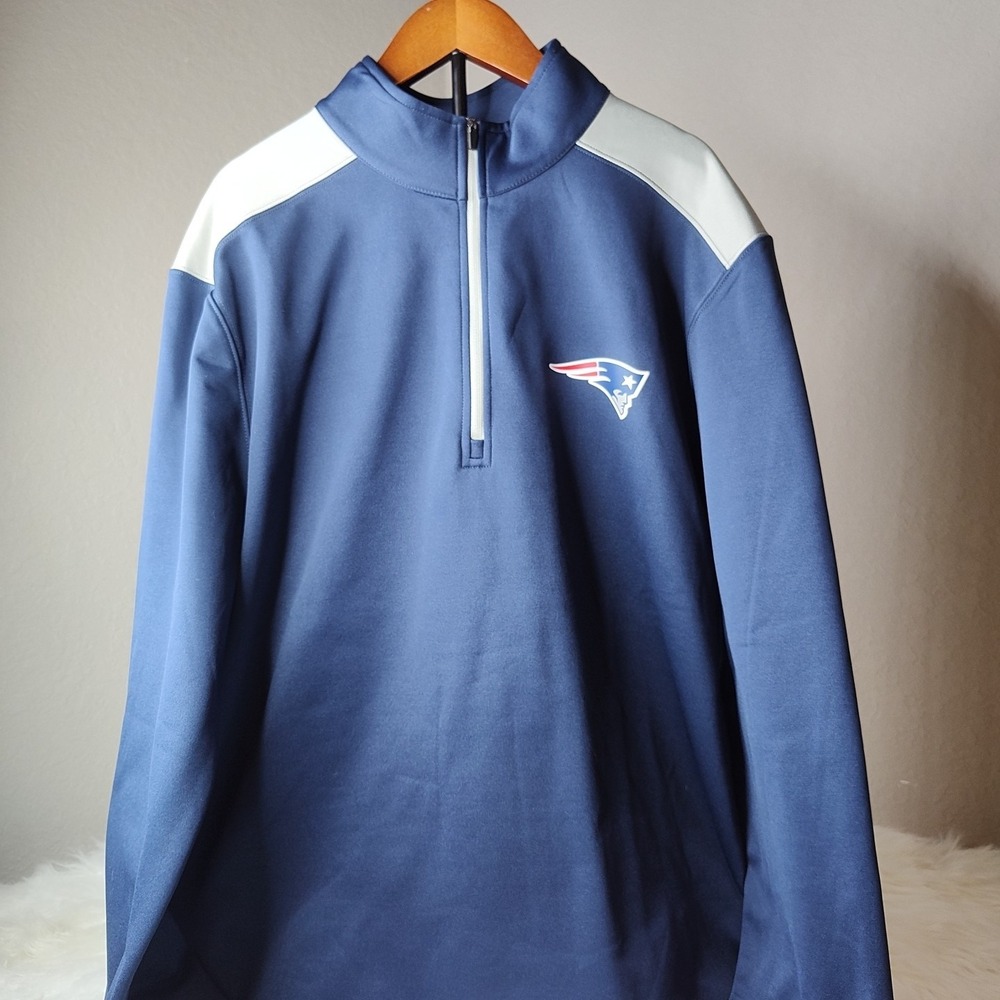 NFL New England Patriots Pullover‎ Mens Large Navy Blue 1/4 Zip Performance Top